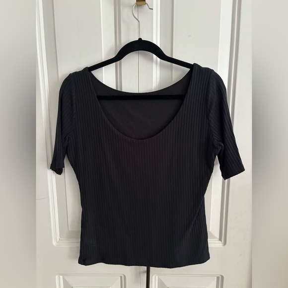 Half-Sleeve Wide Rib Boatneck Top - Picture 3 of 5